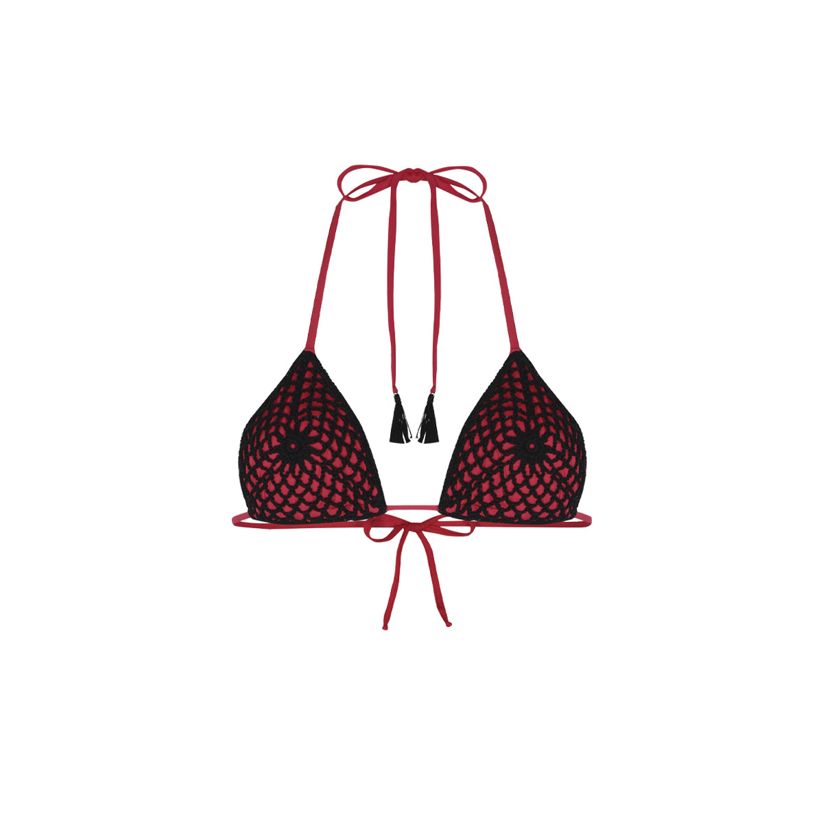 Rio Bra Brilliant Red Crochet Black